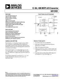 Datasheet AD12401-360KWS manufacturer Analog Devices