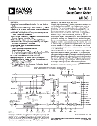Datasheet AD1843JS manufacturer Analog Devices