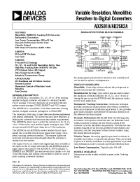 Datasheet AD2S82AHP manufacturer Analog Devices