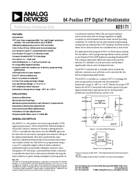 Datasheet AD5171 manufacturer Analog Devices