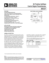 Datasheet AD5227BUJZ10-R22 manufacturer Analog Devices