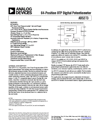 Datasheet AD5273BRJ1-R2 manufacturer Analog Devices