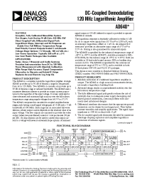Datasheet AD640JP-REEL7 manufacturer Analog Devices