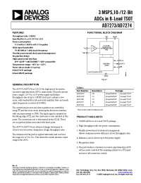 Datasheet AD7273BUJZ-500RL7 manufacturer Analog Devices