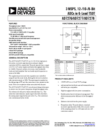 Datasheet AD7277BUJZ-500RL7 manufacturer Analog Devices