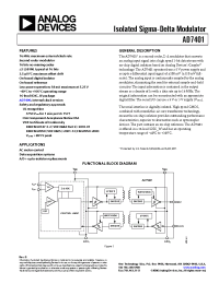 Datasheet AD7401YRWZ manufacturer Analog Devices