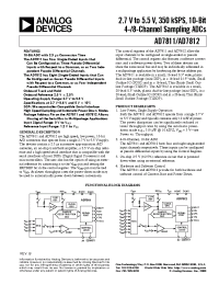 Datasheet AD7811 manufacturer Analog Devices