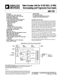 Datasheet ADV7192 manufacturer Analog Devices