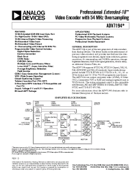 Datasheet ADV7194 manufacturer Analog Devices