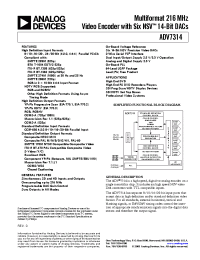 Datasheet ADV7314 manufacturer Analog Devices