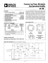 Datasheet OP-290AZ manufacturer Analog Devices