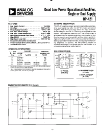 Datasheet OP-421HS manufacturer Analog Devices