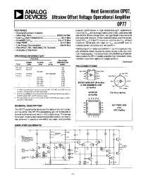 Datasheet OP77BRC/883 manufacturer Analog Devices