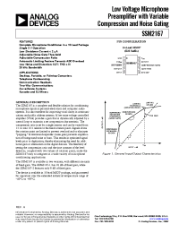 Datasheet SSM2167-1RM-Reel manufacturer Analog Devices