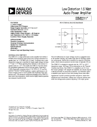 Datasheet SSM2211 manufacturer Analog Devices