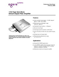Datasheet 1725-TYPE manufacturer Agere