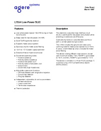 Datasheet L7554SLIC manufacturer Agere