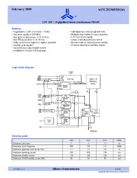 Datasheet AS7C252MPFD18A manufacturer Alliance