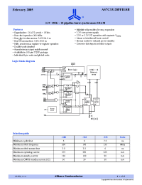 Datasheet AS7C33128PFD18B-200TQIN manufacturer Alliance