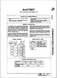 Datasheet AM27S07ADC manufacturer AMD