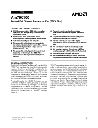 Datasheet AM79C100 manufacturer AMD