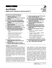 Datasheet AM79C940VCW manufacturer AMD