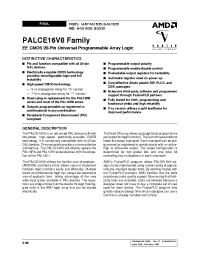 Datasheet PALCE16V8Q-10PC4 manufacturer AMD