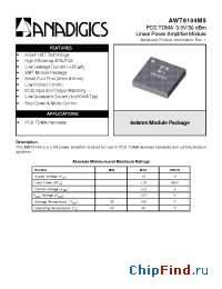 Datasheet AWT6104M5 manufacturer Anadigics