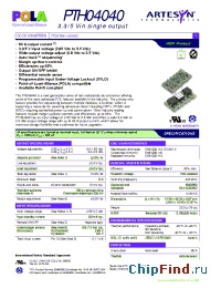Datasheet PTH04040WAS manufacturer Artesyn