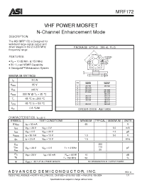 Datasheet MRF172 manufacturer ASI