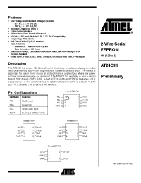 Datasheet AT24C11N-10SU-2.7 manufacturer ATMEL