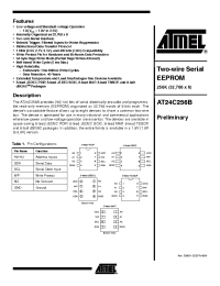 Datasheet AT24C256B-10PU-1.8 manufacturer ATMEL