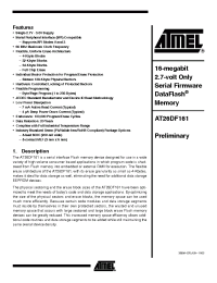 Datasheet AT26DF161-SU manufacturer ATMEL