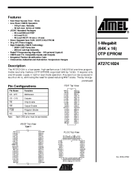 Datasheet AT27C1024-10C manufacturer ATMEL