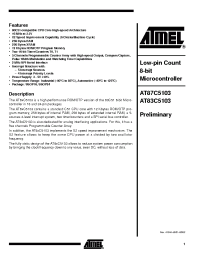 Datasheet AT87C5103-IBRIL manufacturer ATMEL