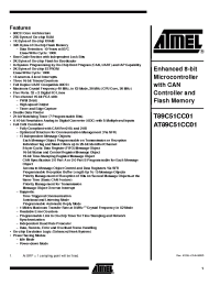 Datasheet AT89C51CC01UA-RLTUM manufacturer ATMEL