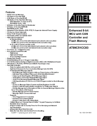 Datasheet AT89C51CC03C-SLSIM manufacturer ATMEL