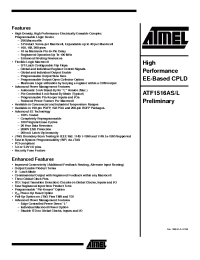 Datasheet ATF1516AS-10UC192 manufacturer ATMEL