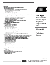 Datasheet ATMEGA406-1AAU manufacturer ATMEL