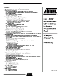 Datasheet ATmega64L-8MC manufacturer ATMEL