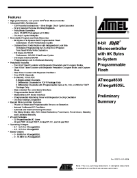 Datasheet ATmega8535L-8AI manufacturer ATMEL