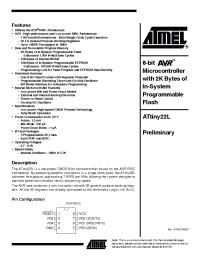 Datasheet ATTINY22L-1SI manufacturer ATMEL