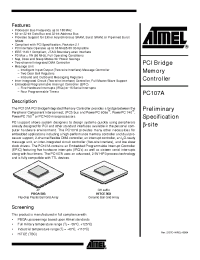 Datasheet PC107AVGHU100L manufacturer ATMEL