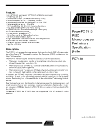 Datasheet PC7410CBGA manufacturer ATMEL