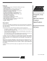 Datasheet PC7410MGHU400L manufacturer ATMEL