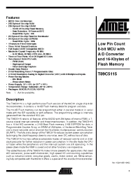Datasheet T89C5115-RATIM manufacturer ATMEL
