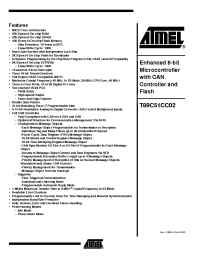 Datasheet T89C51CC02CA-TISIM manufacturer ATMEL