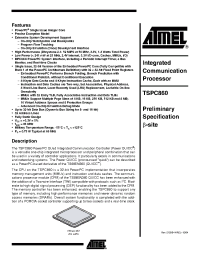 Datasheet TSPC860XRVZQU66D manufacturer ATMEL