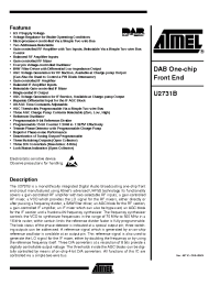 Datasheet U2731B-NFN manufacturer ATMEL
