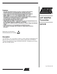 Datasheet U2741B-NFBG3 manufacturer ATMEL